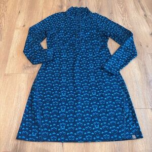 Title Nine Women’s Dream Getaway Venetian AOP 1/4 Zip Midi Dress Blue Size M
